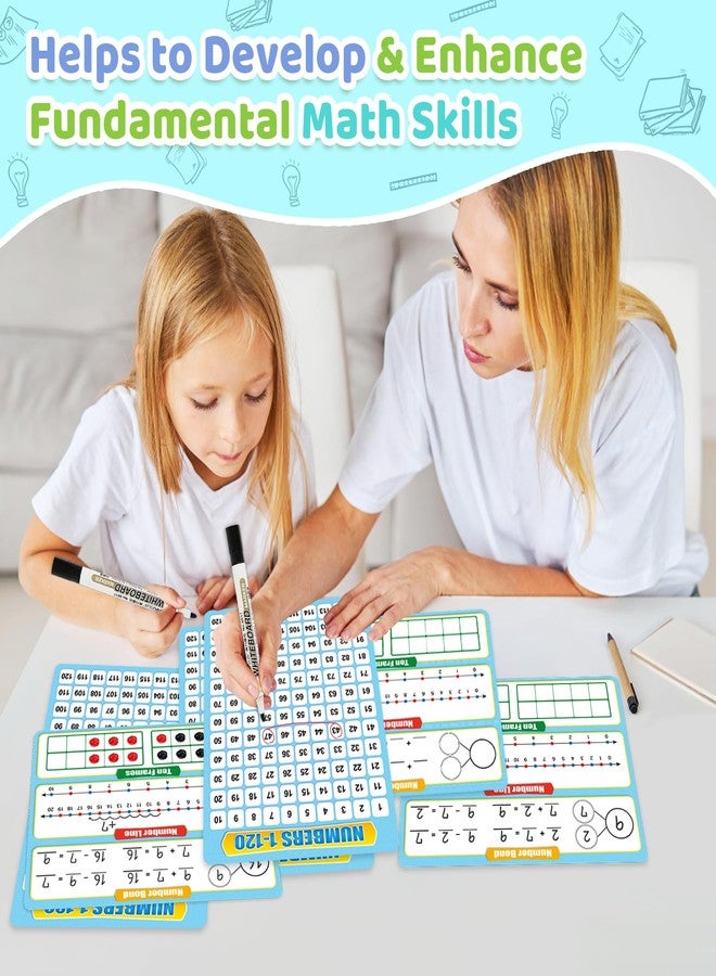 PraxiKidy 12 Pack Numbers 1-120 Chart Dry Erase Flash Card,12" x 9" Number Line Ten Frame Math Manipulatives Small White Board for Student Teacher Kindergarten 1ST 2ND Classroom Homeschool Supplies - Image 2